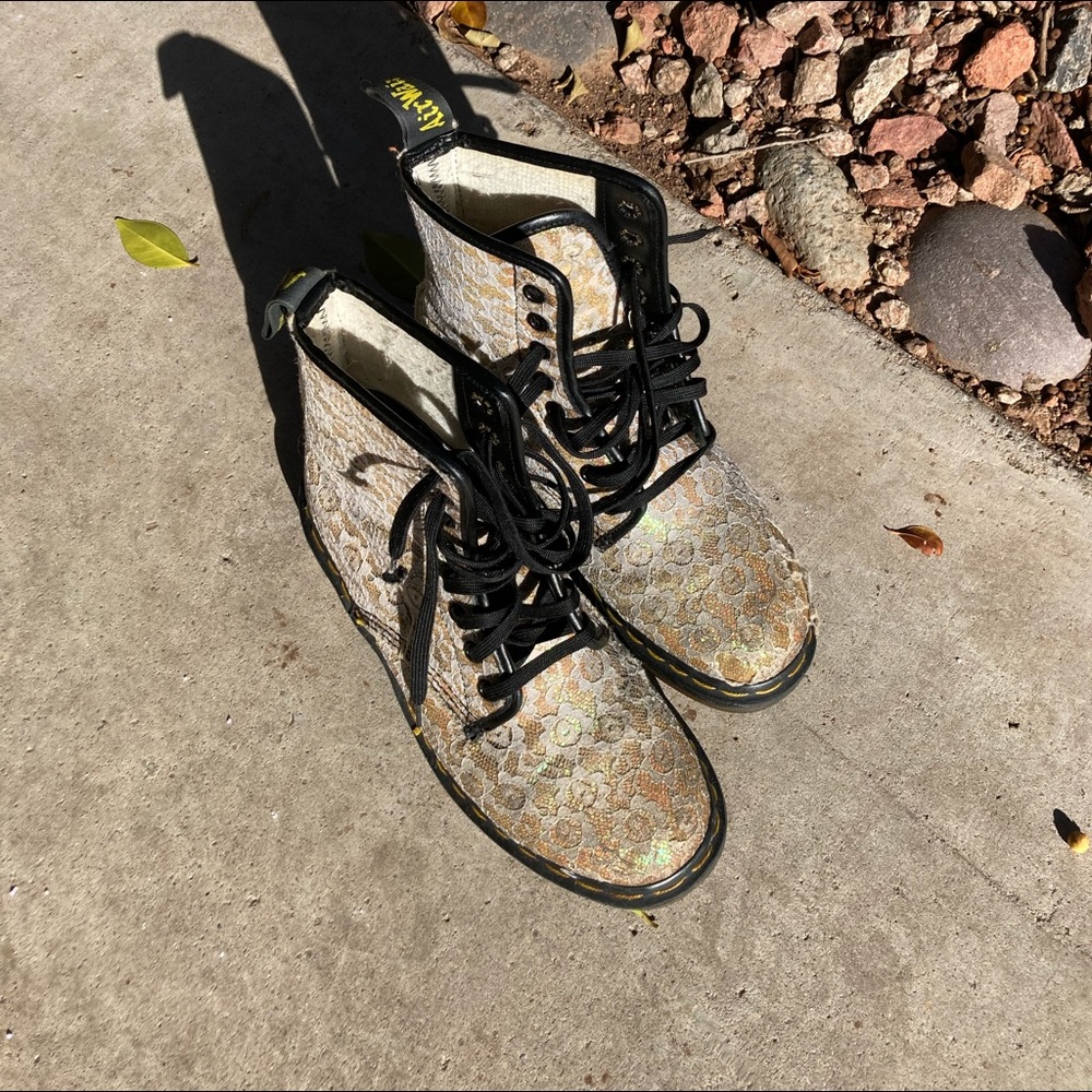 Dr Martens White iridescent lace boots UK 3 US 5.5